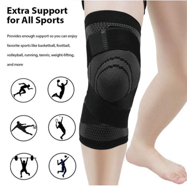 

elbow & knee pads 1pc sports protector kneepad men women elastic brace support for running basketball fitness safety, Black;gray