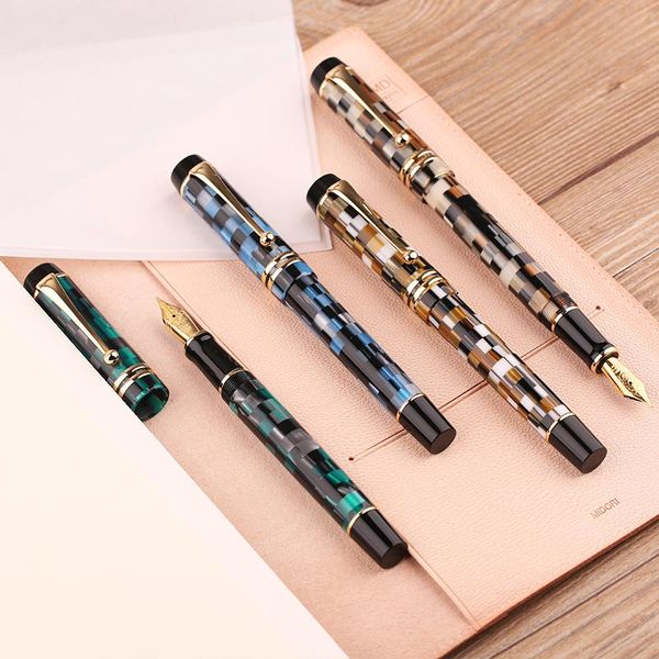 

fountain pens moonman m600 celluloid checkerboard pen germany schmidt fine nib 0.5mm excellent fashion office writing gift set