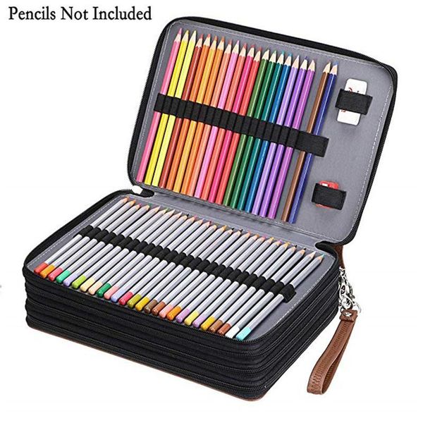 

pencil bags 200 slot portable colored case holder waterproof large capacity pu leather bag box for student gifts art supplies
