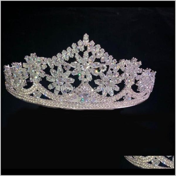 

clips & barrettes drop delivery 2021 crown jewelry bridal headpiece woman baroque rhinestones crystal tiaras bride party crowns wedding hair, Golden;silver