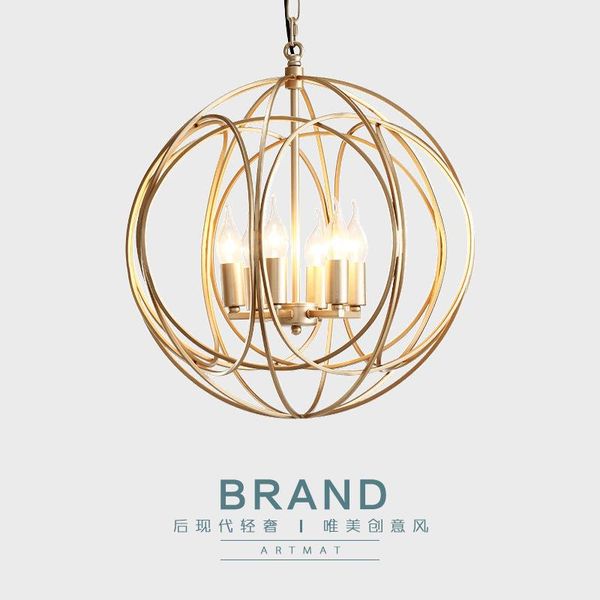 

american spherical chandelier restaurant golden bedroom nordic modern wrought iron porch aisle light fixture pendant lamps