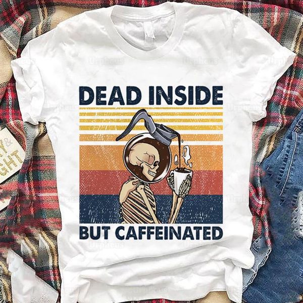 

women's t-shirt summer fashion tees dead inside graphic women's all-match short sleeve slimming bear print innerwear ins, White