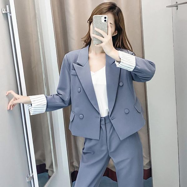 

women's two piece pants 2021 little suit jacket female spring and autumn korean fashion temperament short foreign style online celebrit, White
