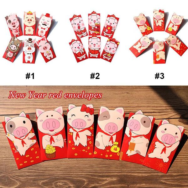 

gift wrap money packets envelopes pig chinese red festival accessories spring lovely 6pcs