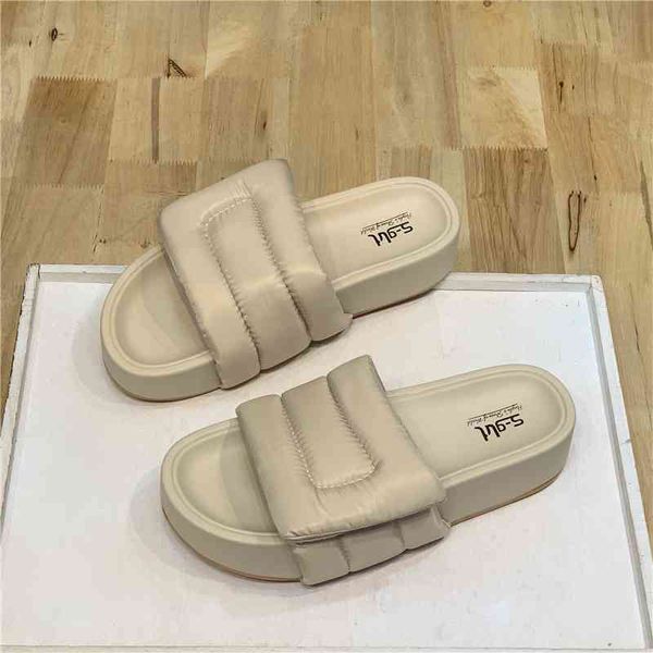 

official website 70% off outlet s-girl fashion brand bread slippers for women to wear in summer, Black
