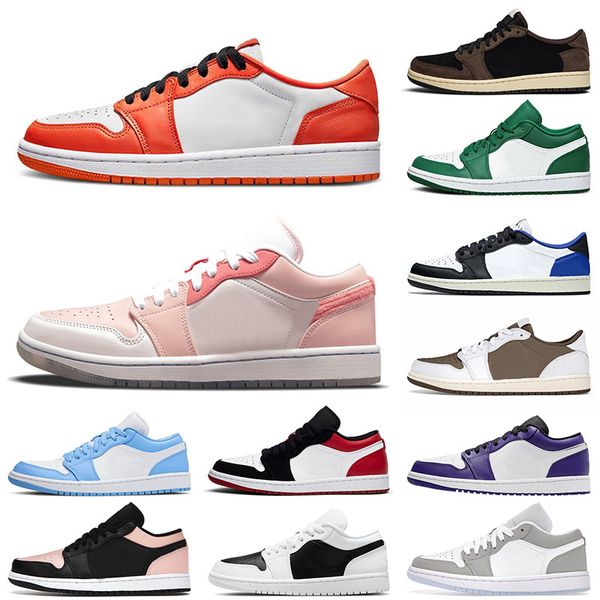 

2022 bred patent jumpman 1 1s low basketball shoes sports mighty swooshers pink bronze eclipse black toe original sneakers mocha panda starf