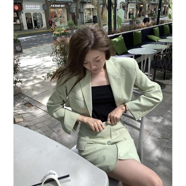 

women's suits & blazers and spicy avocado suit 2021 summer age reducing skirt two piece with leisure temperament, White;black