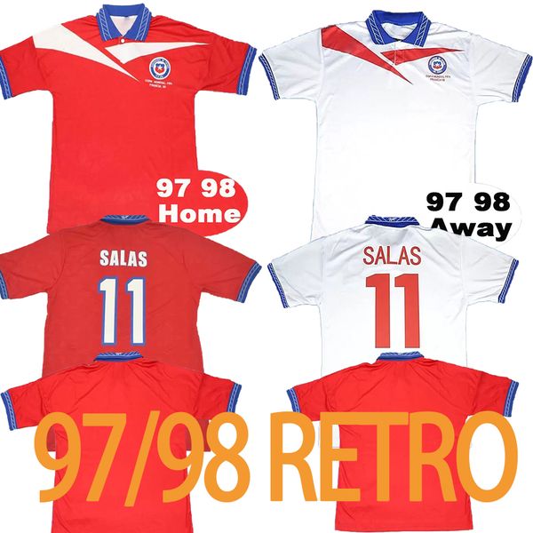 

1997 1998 chile retro soccer jersey salas zamorano 97 98 final edition home red away white short sleeve football shirt uniforms, Black;yellow