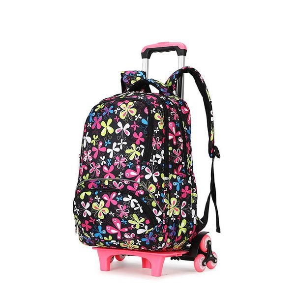 Fashion Kids Backpack Backpack 2/6 Wheels Meninas Meninas Meninas Mochilas de Bagagem de Viagem Infantil Mochilas