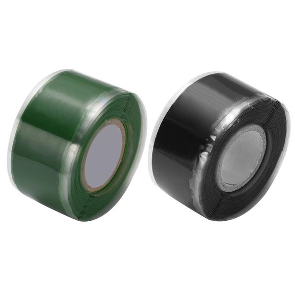 

car sponge 2pcs 1.5m electrical adhesive tapes self-fusing silicone tape (black, green)