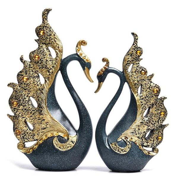 

decorative objects & figurines european elegant couple swan resin crafts home decoration miniature wine cabinet display furnishing wedding g
