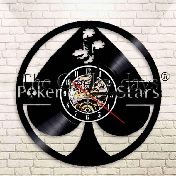 

wall clocks 1piece ace of spades poker blackjack game record clock playing card gamble stars contemporary