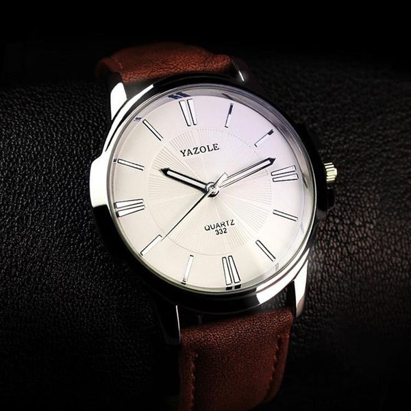 

wristwatches yazole fashion men's business clock casual luminous pointer jewelry watch brand belt relogio masculino, Slivery;brown
