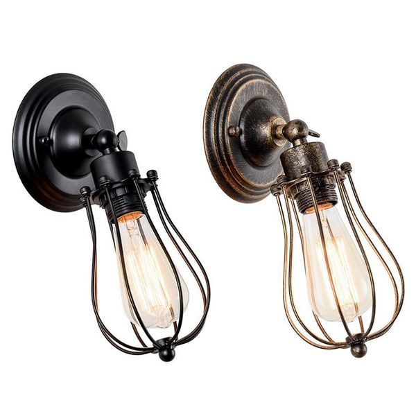 

wall lamp retro industrial lighting fixture adjustable metal cage indoor home