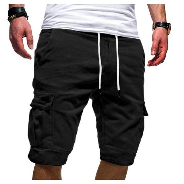 

men's shorts men summer casual plus size tooling sports drawstring pocket short masculino de bain homme, White;black