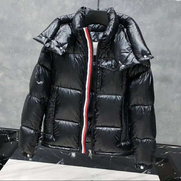 

Mens Down Jacket Parkas Coats Winter Hooded Top Quality Men Women Casual Outdoor Feather Outwear Keep warm Thick double zipper Removable hat, Black