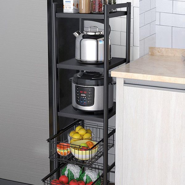 

kitchen shelf floor multi-layer microwave oven pull-out vegetable basket storage rack fruit and bottles & jars