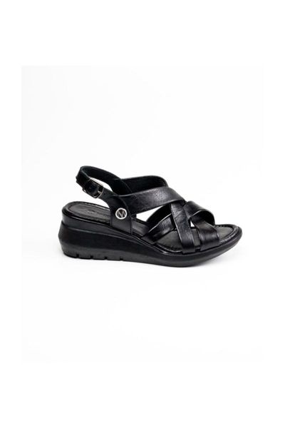 

slippers genuine leather 3942 women 's sandals black siyah-40
