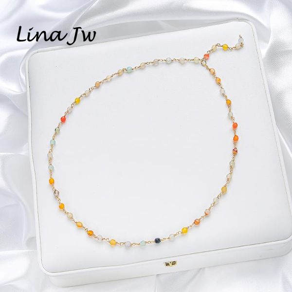 

chains naturnal stone chain necklace for women winter jewelry on neck set party /wedding luxury gift handwork sweater chian femme, Silver