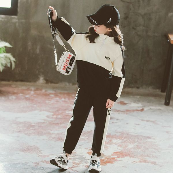 

girls clothes sets new kids clothes autumn spring sport suit long-sleeved +pants children girls clothes 6 8 9 10 11 12 year, White