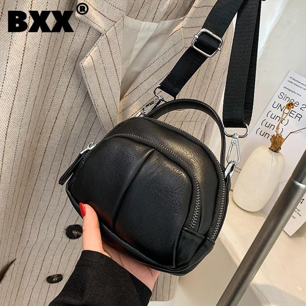 

[bxx] ladies vintage black pu leather bags women 2021 fashion chain shoulder hand bag lady trend handbags purses cb473 cross body