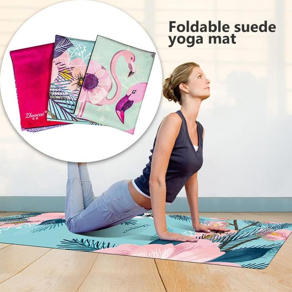 

yoga mats 1830*680*1.5mm natural rubber foldable suede mat thick and long printed + tpe fitness gym non-slip dance