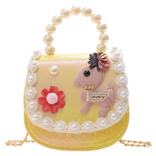 

girls handbags kids bags children accessories autumn winter childrens pearl princess one-shoulder chain messenger bag b8441, Black
