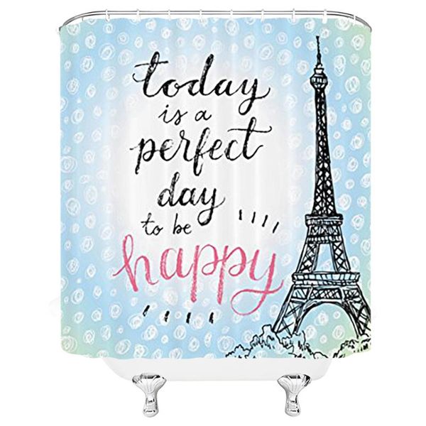 

shower curtains cartoon eiffel tower painting curtain bathroom with hooks polyester waterproof high quality
