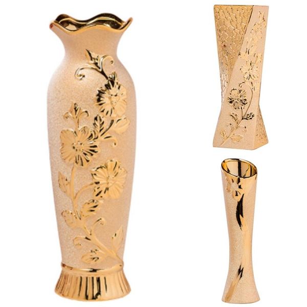 

vases luxury europe gold-plated ceramic vase, home decor creative design porcelain decorative flower vase for wedding