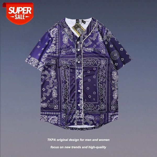 

west coast cashew flower hip hop collarless short sleeve shirt men and women loose personality thin five-point t-shirt #tm2n, White;black