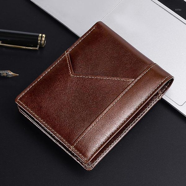 

wallets genuine leather men's wallet holder mini male rfid short purse for man 2021 business money clutch bag murse1, Red;black