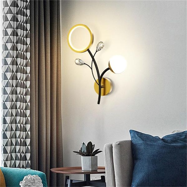 

wall lamp oufula nordic light sconces gold lamps modern crystal fixtures indoor decorative for home living room