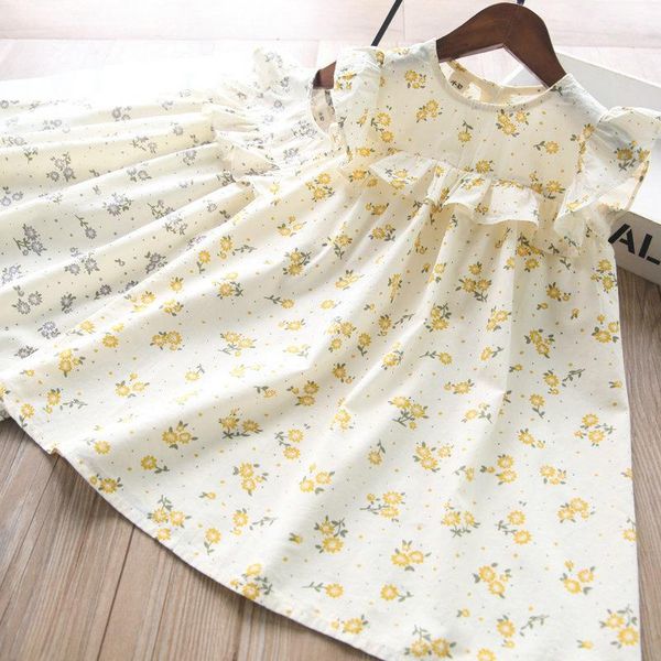 

2021spring baby girls print dress girl's dresses, Red;yellow