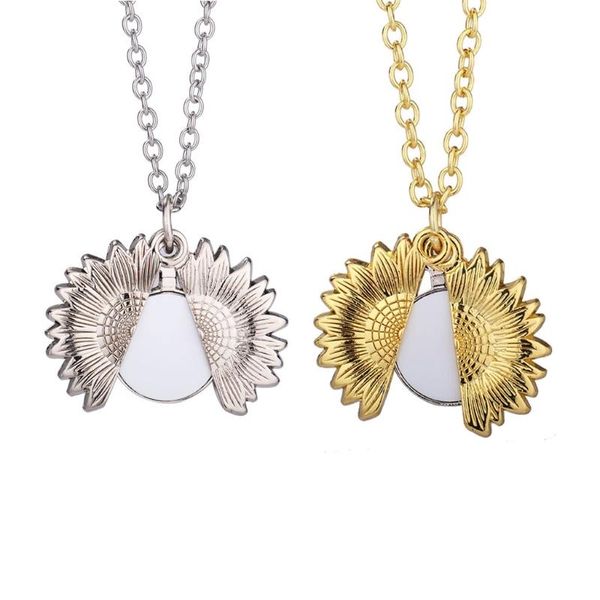 

pendant necklaces creative sublimation blank diy metal retro o-chain sunflower gift for friends/family, Silver