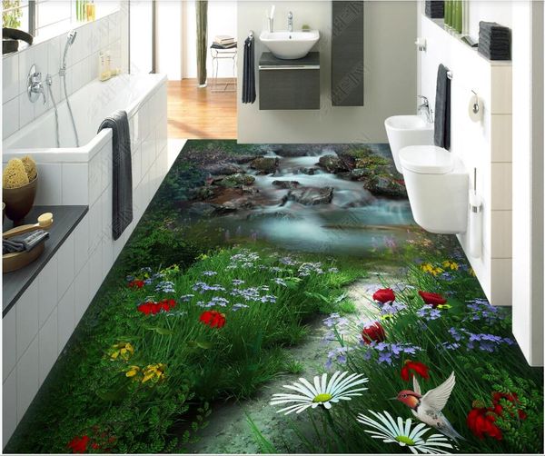 

3d pvc wall stickers self-adhesive vinyl floor natural landscape flowers and birds bedroom custom p mural home decor in the living room wall