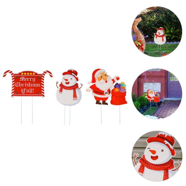 

3pcs christmas theme yard sign stakes outdoor lawn decoration pathway markers greeting cards