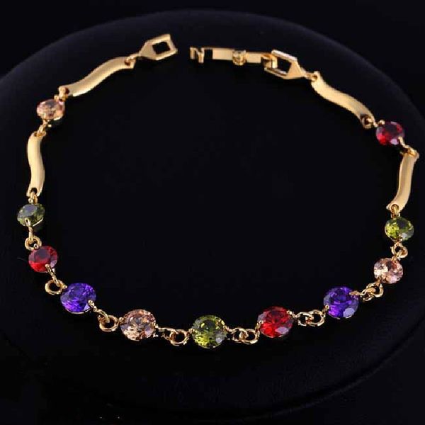

stock 18k real gold/platinum electroplated austrian zircon bracelet, Golden;silver