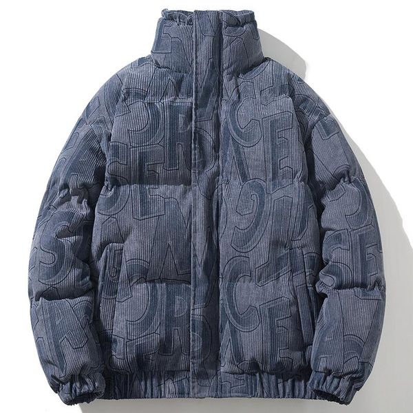 

men's down & parkas winter oversize corduroy bubble coat men baggy jacket letter padded outerwear fashion harajuku street clothing mal, Black
