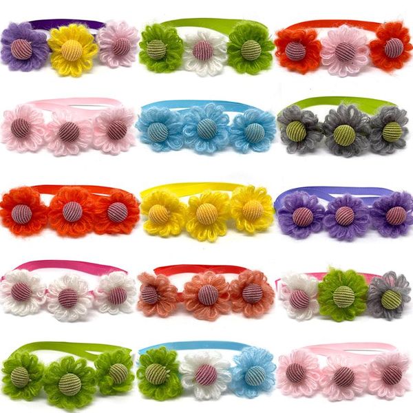 

dog apparel 50/100pcs cute pet cat bowties collar flowes bows puppy ties flowers bow tie small grooming supplies