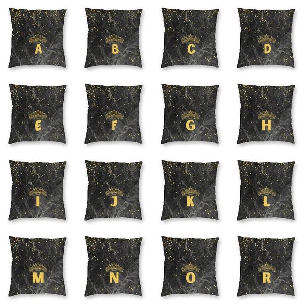

cushion/decorative pillow 1pcs golden marble crown letter cushion cover alphabet initial floor case for car pillowcase home decorat