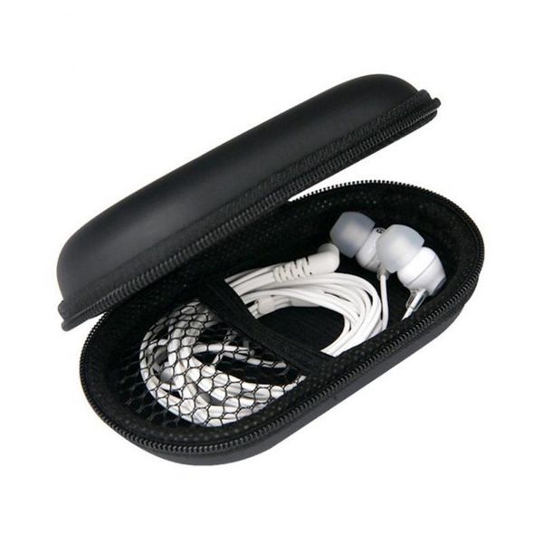 

headphone eva oval style carry bag hard for earphone storage cases black zipper bags