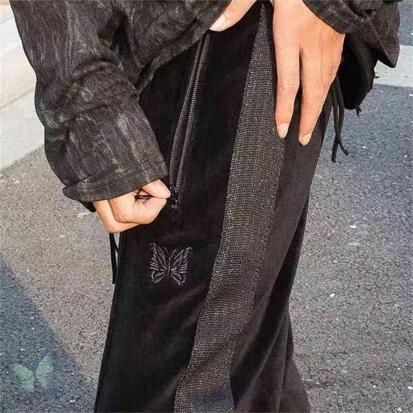 

needles awge fleece pants embroidered butterfly sweatpants inside tag label trousers 210420, Black