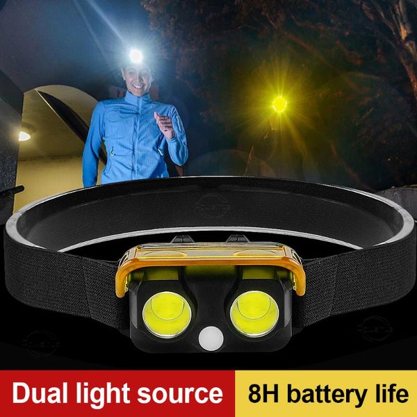 

powerful mini cob led headlamp usb waterproof rechargeable head lamp 4 modes camping headlight use batterys headlamps