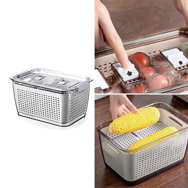 

storage bottles & jars japanese style water draining freshness box plastic wash basket kitchen refrigerator packing seal