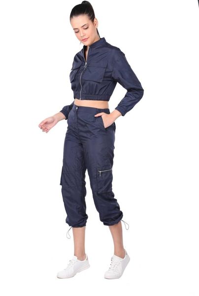 

womens navy blue crop bottom tracksuit set women's two piece pants, White