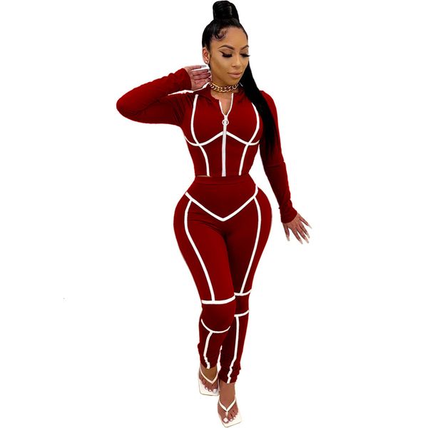 

striped printing women sportwear tracksuits lady's high waist ny leggings + full sleeve zipper short hoodies two piece sets, White