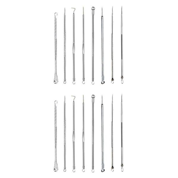 

eyebrow tools & stencils 2 sets of gradient color blemish remover blackhead acne cleaning tweezers stainless steel pimple needles kit multif