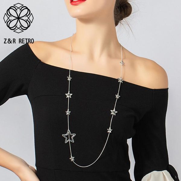 

pendant necklaces silver color stars long chains necklace collar decorative jewelry for women suspension aesthetic pendants unusual accessor