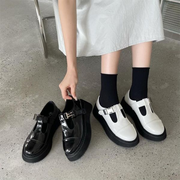 

dress shoes 2021 autumn british retro mary jane women's thick-soled increased small leather college style loafers single, Black