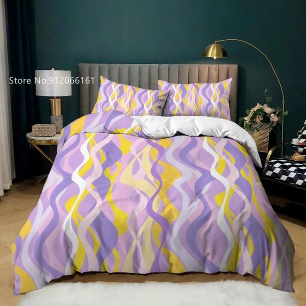 

bedding sets simple line stripe 3d print colorful funny duvet cover set for bedroom bed quilt home textile bedspread decor